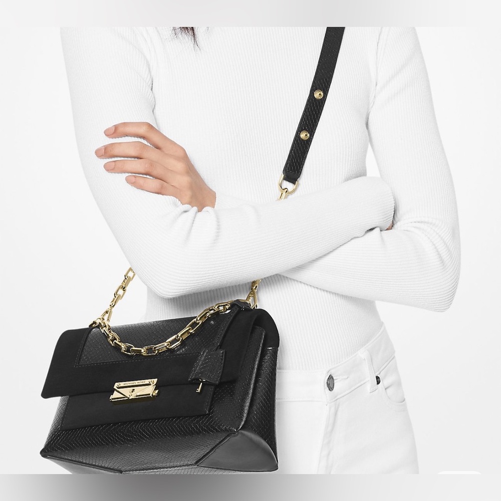 Michael Kors Cece Python-Embossed Leather Shoulde… - image 3